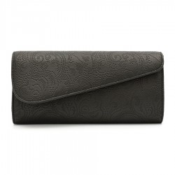 ДАМСКА ЧАНТА-КЛЪЧ-549-ЧЕРНА РЕЛЕФНА НА ЦВЕТЯ