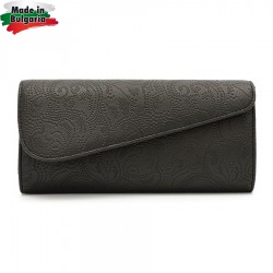 ДАМСКА ЧАНТА-КЛЪЧ-549-ЧЕРНА РЕЛЕФНА НА ЦВЕТЯ