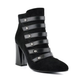 ДАМСКИ БОТИ НА ТОК С КАИШКИ-F1046-M89-ЧЕРНИ