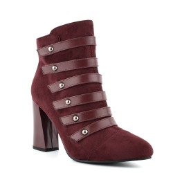 ДАМСКИ БОТИ НА ТОК С КАИШКИ-F1046-M89-БОРДО