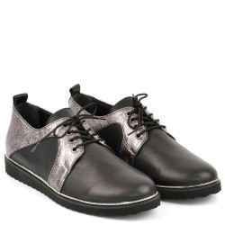 ДАМСКИ ОБУВКИ ОТ ЕСТЕСТВЕНА КОЖА-2421-1253-ЧЕРНО/БРОНЗОВО