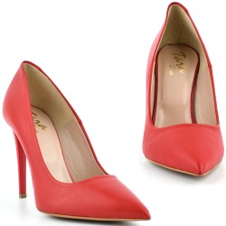 ДАМСКИ ОБУВКИ НА ВИСОК ТОК ОТ ЕСТЕСТВЕНА КОЖА-17303-ЧЕРВЕНИ