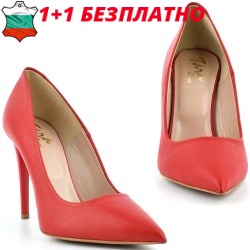 ДАМСКИ ОБУВКИ НА ВИСОК ТОК ОТ ЕСТЕСТВЕНА КОЖА-17303-ЧЕРВЕНИ