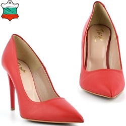ДАМСКИ ОБУВКИ НА ВИСОК ТОК ОТ ЕСТЕСТВЕНА КОЖА-17303-ЧЕРВЕНИ