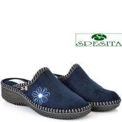 ДАМСКИ ПАНТОФИ НА АНАТОМИЧНО ХОДИЛО-670-ТЪМНО СИНИ