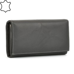 ДАМСКО ПОРТМОНЕ ОТ ЕСТЕСТВЕНА КОЖА-J016-СИВО