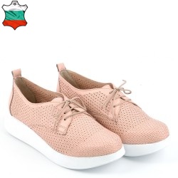 ДАМСКИ ОБУВКИ НА ПЛАТФОРМА ОТ ЕСТЕСТВЕНА КОЖА-19513-1370-ПУДРА