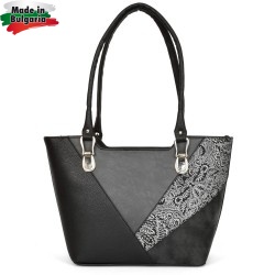 ДАМСКА ЧАНТА-T2643-ЧЕРНО/СИВО