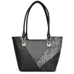 ДАМСКА ЧАНТА-T2643-ЧЕРНО/СИВО
