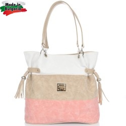 ДАМСКА ЧАНТА 3 ЦВЯТА-565-БЯЛО/БЕЖОВО/ПУДРА