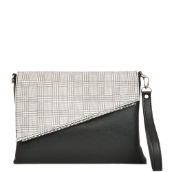 ДАМСКА ЧАНТА ПРЕЗ РАМО-711-ЧЕРНО/БЯЛО КАРЕ