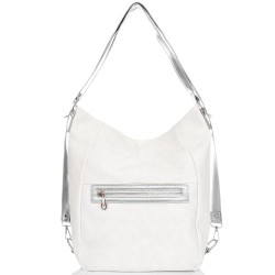 БЪЛГАРСКА ДАМСКА ЧАНТА/РАНИЦА-S1260-БЯЛО/СРЕБЪРНО