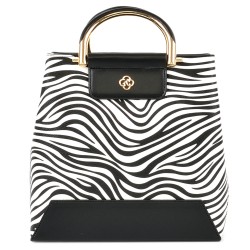 ДАМСКА ЕЛЕГАНТНА ЧАНТА-617-ЗЕБРА-БЯЛО/ЧЕРНО