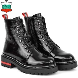 ДАМСКИ БОТИ ОТ ЕСТЕСТВЕН ЛАК-ZARA 02-ЧЕРНИ