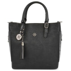 ДАМСКА ЕЛЕГАНТНА ЧАНТА-335-НАБУК-ЧЕРНА