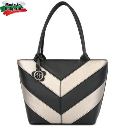 ДАМСКА ЧАНТА-T2564-ЧЕРНО/БРОНЗОВО