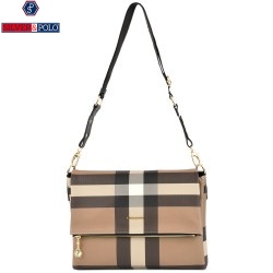 ДАМСКА ЧАНТА ПРЕЗ РАМО-SP746-ЧЕРНО/КАФЯВО/БЕЖОВО