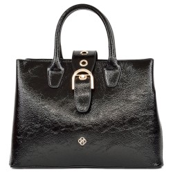 ДАМСКА ЕЛЕГАНТНА ЧАНТА-500-ЛАК-ЧЕРНА