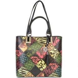 ДАМСКА ЕЛЕГАНТНА ЧАНТА-123-ЧЕРНО/ЖЪЛТО/ЗЕЛЕНО