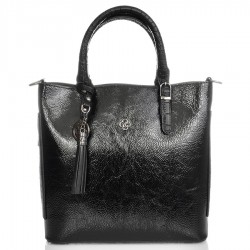 ДАМСКА ЕЛЕГАНТНА ЧАНТА-335-ЛАК-ЧЕРНА