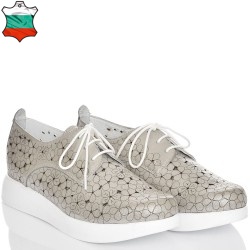 ДАМСКИ ОБУВКИ НА ПЛАТФОРМА ОТ ЕСТЕСТВЕНА КОЖА-19513-1058-СРЕБЪРНИ