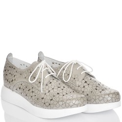 ДАМСКИ ОБУВКИ НА ПЛАТФОРМА ОТ ЕСТЕСТВЕНА КОЖА-19513-1058-СРЕБЪРНИ