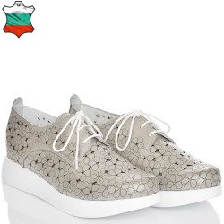 ДАМСКИ ОБУВКИ НА ПЛАТФОРМА ОТ ЕСТЕСТВЕНА КОЖА-19513-1058-СРЕБЪРНИ