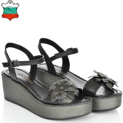 ДАМСКИ САНДАЛИ НА ПЛАТФОРМА ОТ ЕСТЕСТВЕНА КОЖА-4583-ЧЕРНИ