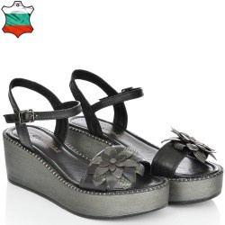 ДАМСКИ САНДАЛИ НА ПЛАТФОРМА ОТ ЕСТЕСТВЕНА КОЖА-4583-ЧЕРНИ