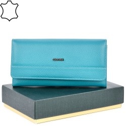 ДАМСКО ПОРТМОНЕ GRANDE ОТ ЕСТЕСТВЕНА КОЖА-2615-ТЮРКУАЗ