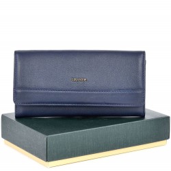 ДАМСКО ПОРТМОНЕ GRANDE ОТ ЕСТЕСТВЕНА КОЖА-2615-ТЪМНО СИНЬО