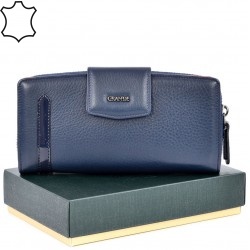 ДАМСКО ПОРТМОНЕ GRANDE ОТ ЕСТЕСТВЕНА КОЖА-2714-ТЪМНО СИНЬО