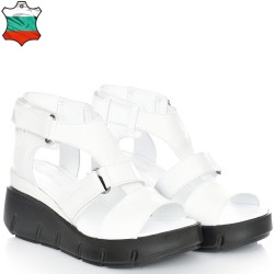 ДАМСКИ САНДАЛИ НА ПЛАТФОРМА ОТ ЕСТЕСТВЕНА КОЖА-4586-БЕЛИ