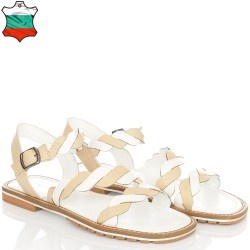 ДАМСКИ САНДАЛИ ОТ ЕСТЕСТВЕНА КОЖА-4506-БЯЛО/БЕЖОВО