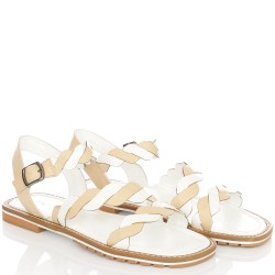 ДАМСКИ САНДАЛИ ОТ ЕСТЕСТВЕНА КОЖА-4506-БЯЛО/БЕЖОВО