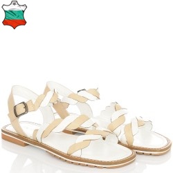 ДАМСКИ САНДАЛИ ОТ ЕСТЕСТВЕНА КОЖА-4506-БЯЛО/БЕЖОВО