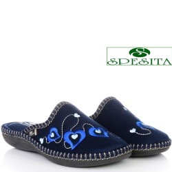 ДАМСКИ ПАНТОФИ НА АНАТОМИЧНО ХОДИЛО-110-ТЪМНО СИНИ