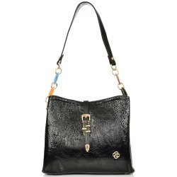 ДАМСКА ЕЛЕГАНТНА ЧАНТА-525-ЛАК-ЧЕРНА