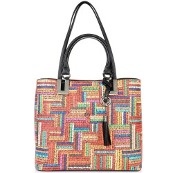 ДАМСКА ЕЛЕГАНТНА ЧАНТА-123-МИКС ОТ ЦВЕТОВЕ-ЧЕРНА