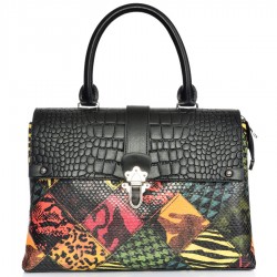 ДАМСКА ЧАНТА-100-ЧЕРНО/ЗЕЛЕНО/ЖЪЛТО