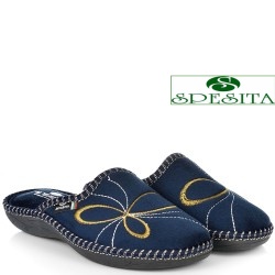 ДАМСКИ ПАНТОФИ НА АНАТОМИЧНО ХОДИЛО-130-ТЪМНО СИНИ