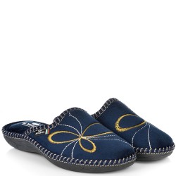 ДАМСКИ ПАНТОФИ НА АНАТОМИЧНО ХОДИЛО-130-ТЪМНО СИНИ