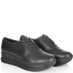 ДАМСКИ ОБУВКИ НА ПЛАТФОРМА ОТ ЕСТЕСТВЕНА КОЖА-4244-ЧЕРНИ