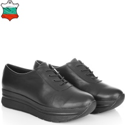 ДАМСКИ ОБУВКИ НА ПЛАТФОРМА ОТ ЕСТЕСТВЕНА КОЖА-4244-ЧЕРНИ