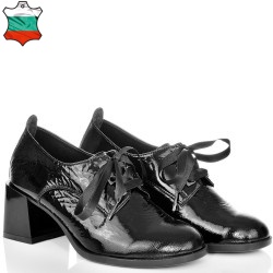 ДАМСКИ ОБУВКИ НА ТОК ОТ ЕСТЕСТВЕН ЛАК-JANET2-853-ЧЕРНИ