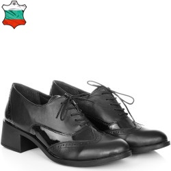 ДАМСКИ ОБУВКИ НА ТОК ОТ ЕСТЕСТВЕНА КОЖА И ЛАК-C362-663-ЧЕРНИ