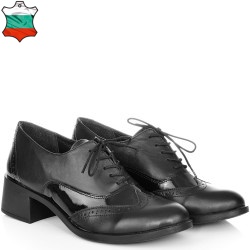 ДАМСКИ ОБУВКИ НА ТОК ОТ ЕСТЕСТВЕНА КОЖА И ЛАК-C362-663-ЧЕРНИ