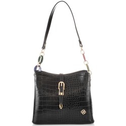 ДАМСКА ЕЛЕГАНТНА ЧАНТА-525-КРОКО-ЧЕРНА