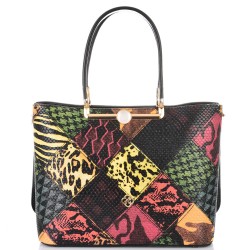 ДАМСКА ЕЛЕГАНТНА ЧАНТА-518-ЧЕРНО/ЗЕЛЕНО/ЖЪЛТО