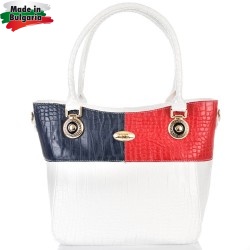ДАМСКА ЧАНТА-T2428-БЯЛО/ЧЕРВЕНО/СИНЬО